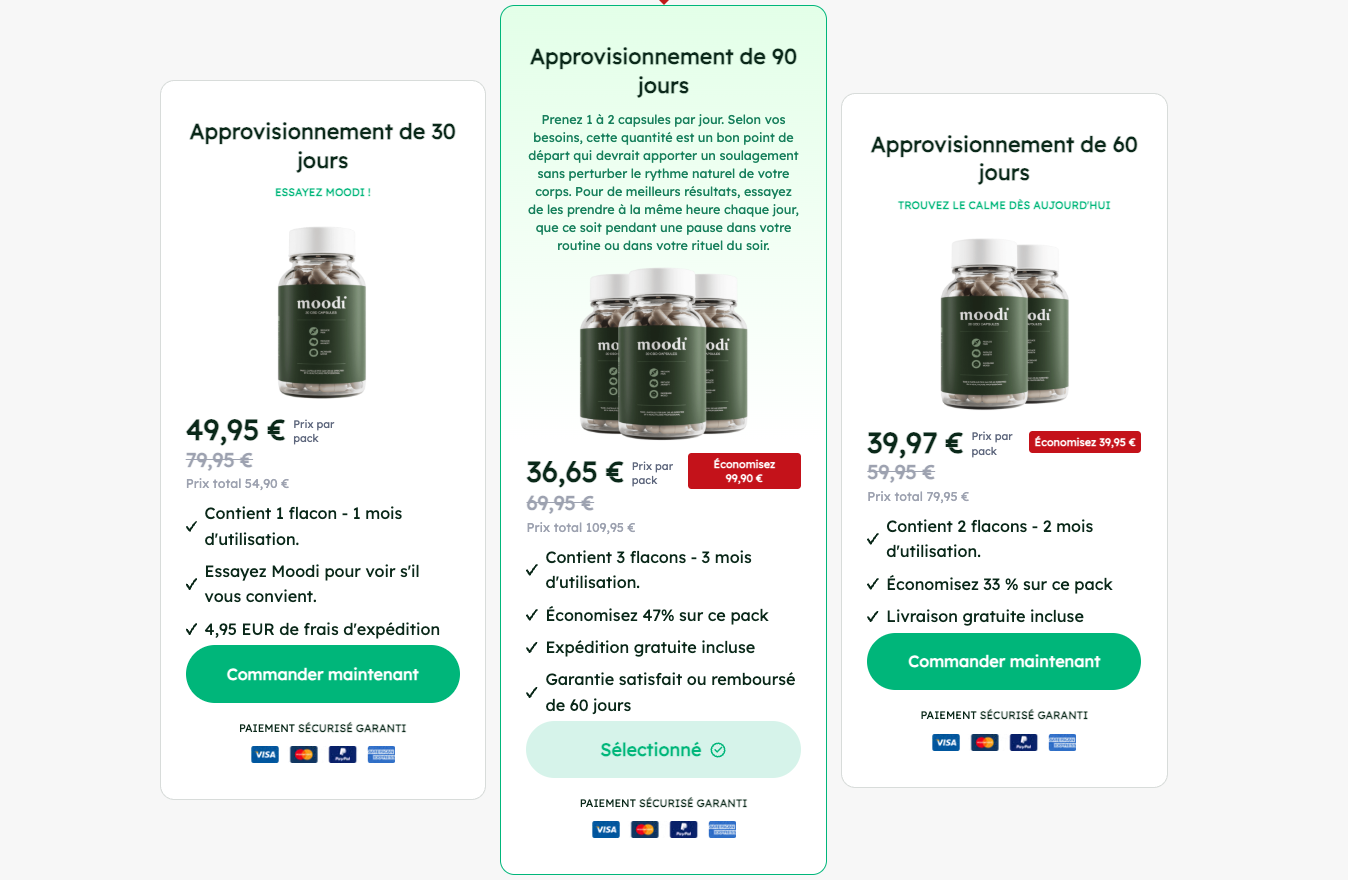 Moodi CBD Capsules France Prix